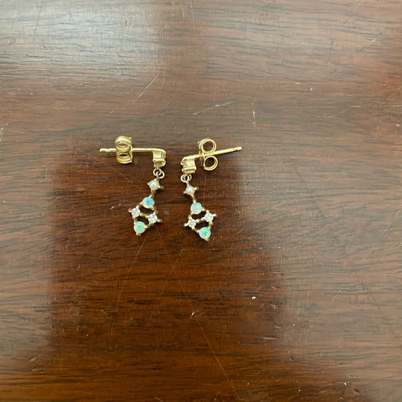 Catbird Spring Fairy Opal and Diamond drop earrings (pair) - Picture 2 of 4